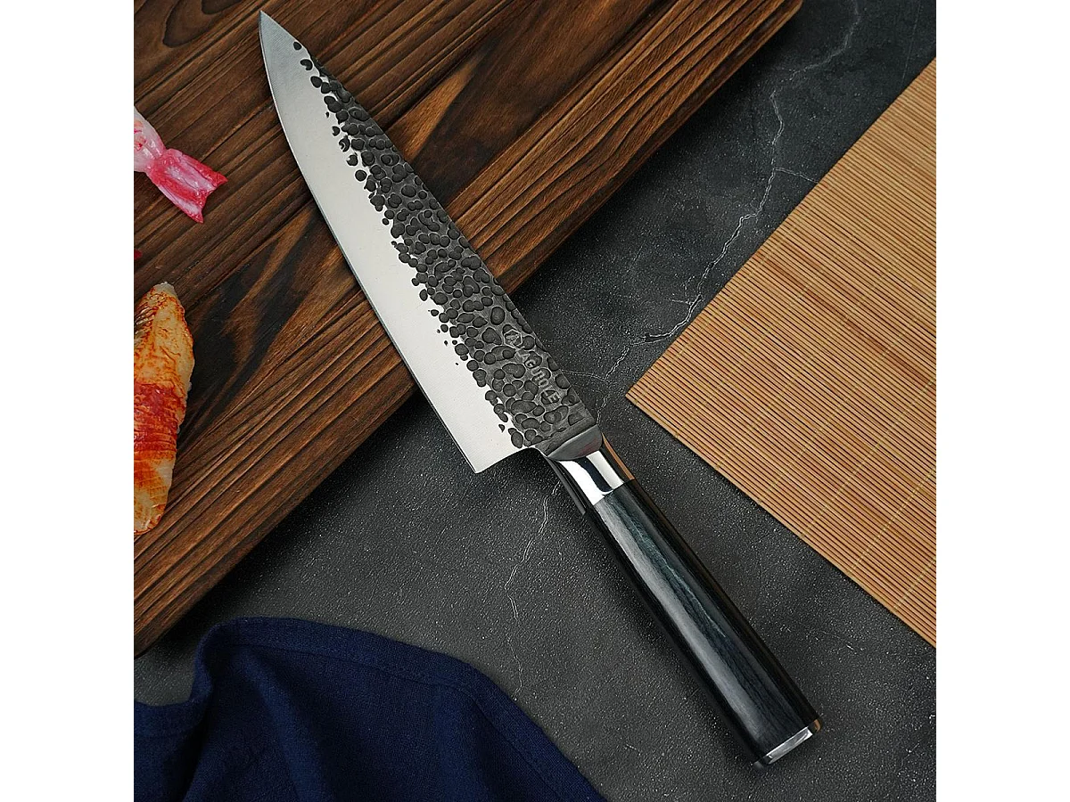Couteau de chef noir 34cm avec étui - "Sen"