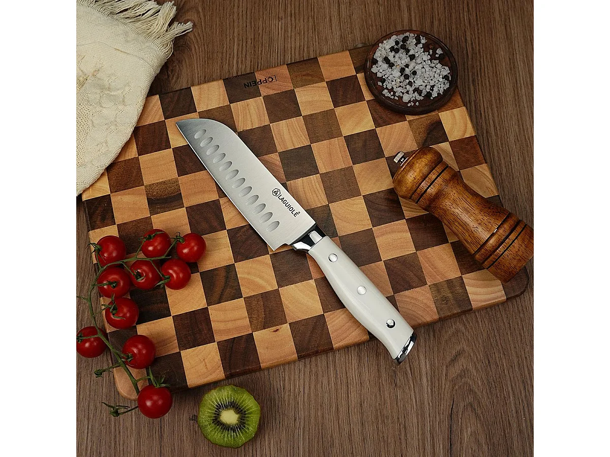 Couteau santoku blanc 29cm - "Elégance"