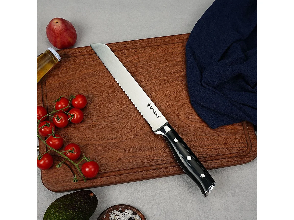 Couteau à pain noir 33cm - "Essentials"