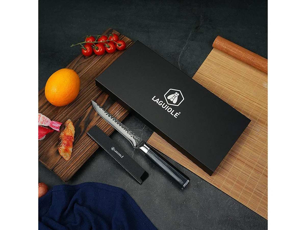 Couteau à désosser noir 29cm avec étui - "Sen"