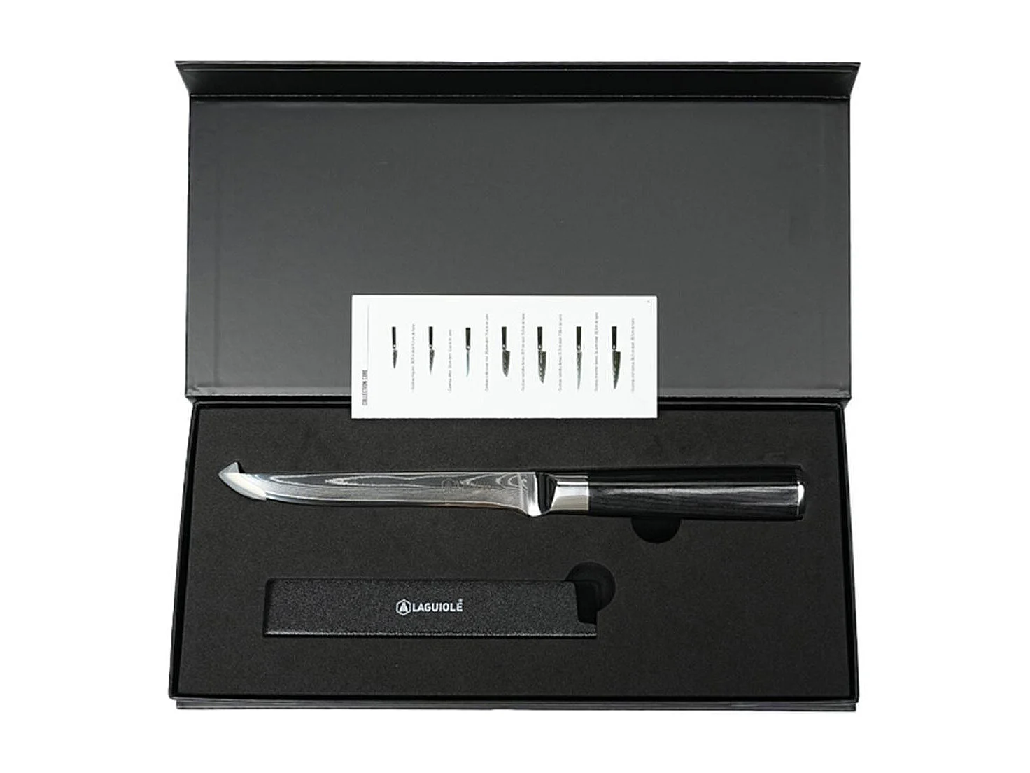 Couteau à désosser noir damas 29cm avec étui - "Core"