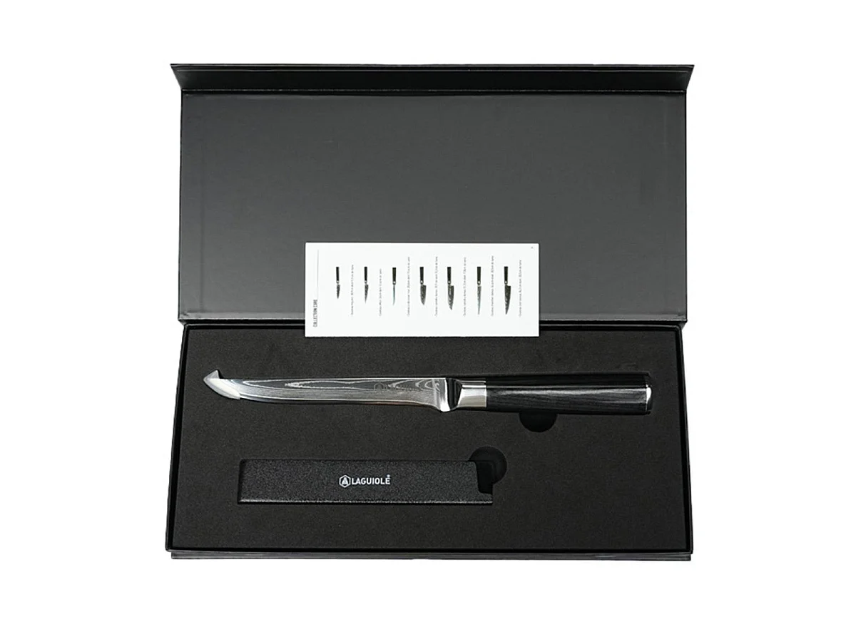 Couteau à désosser noir damas 29cm avec étui - "Core"