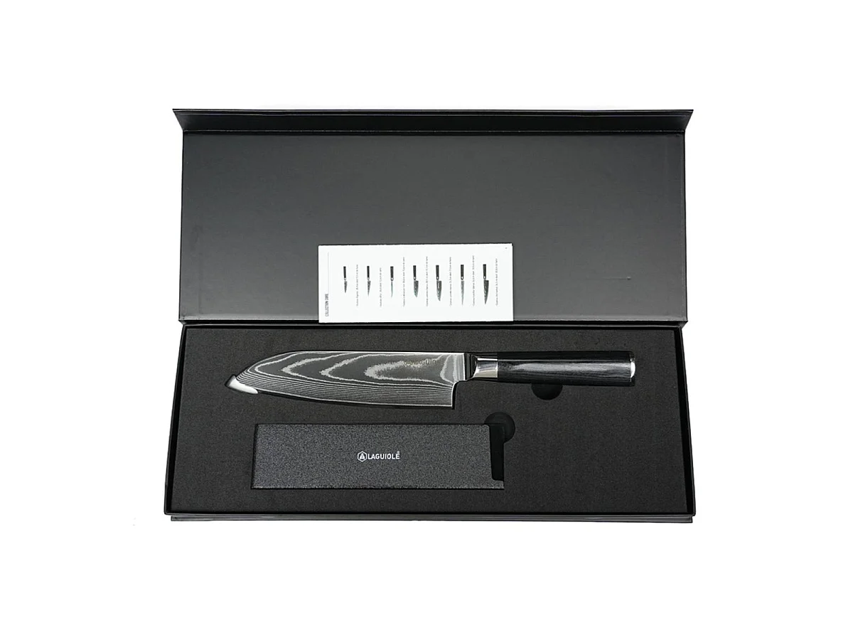Couteau santoku noir damas 29cm avec étui - "Core"