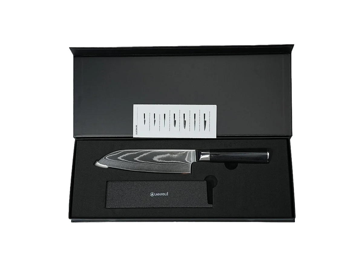 Couteau santoku noir damas 32cm avec étui - "Core"