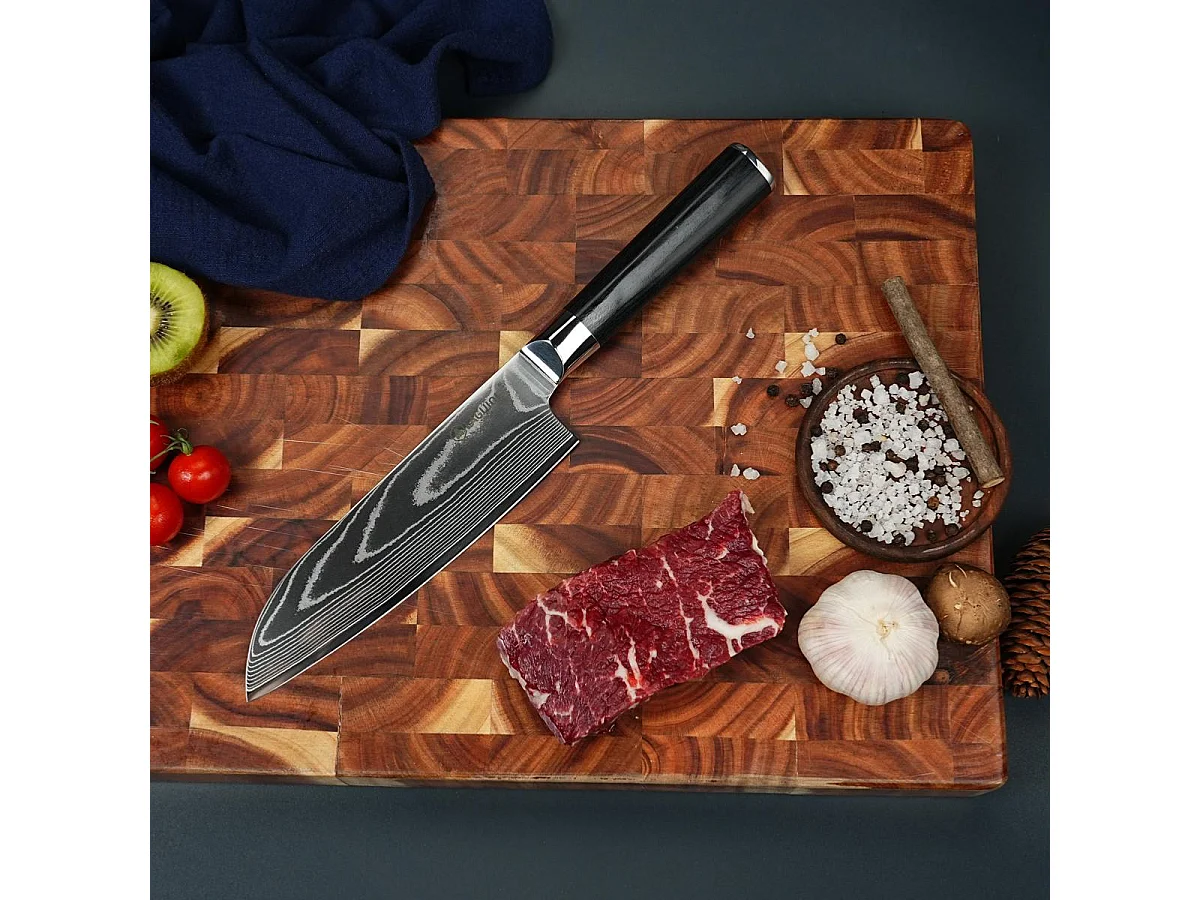 Couteau santoku noir damas 32cm avec étui - "Core"