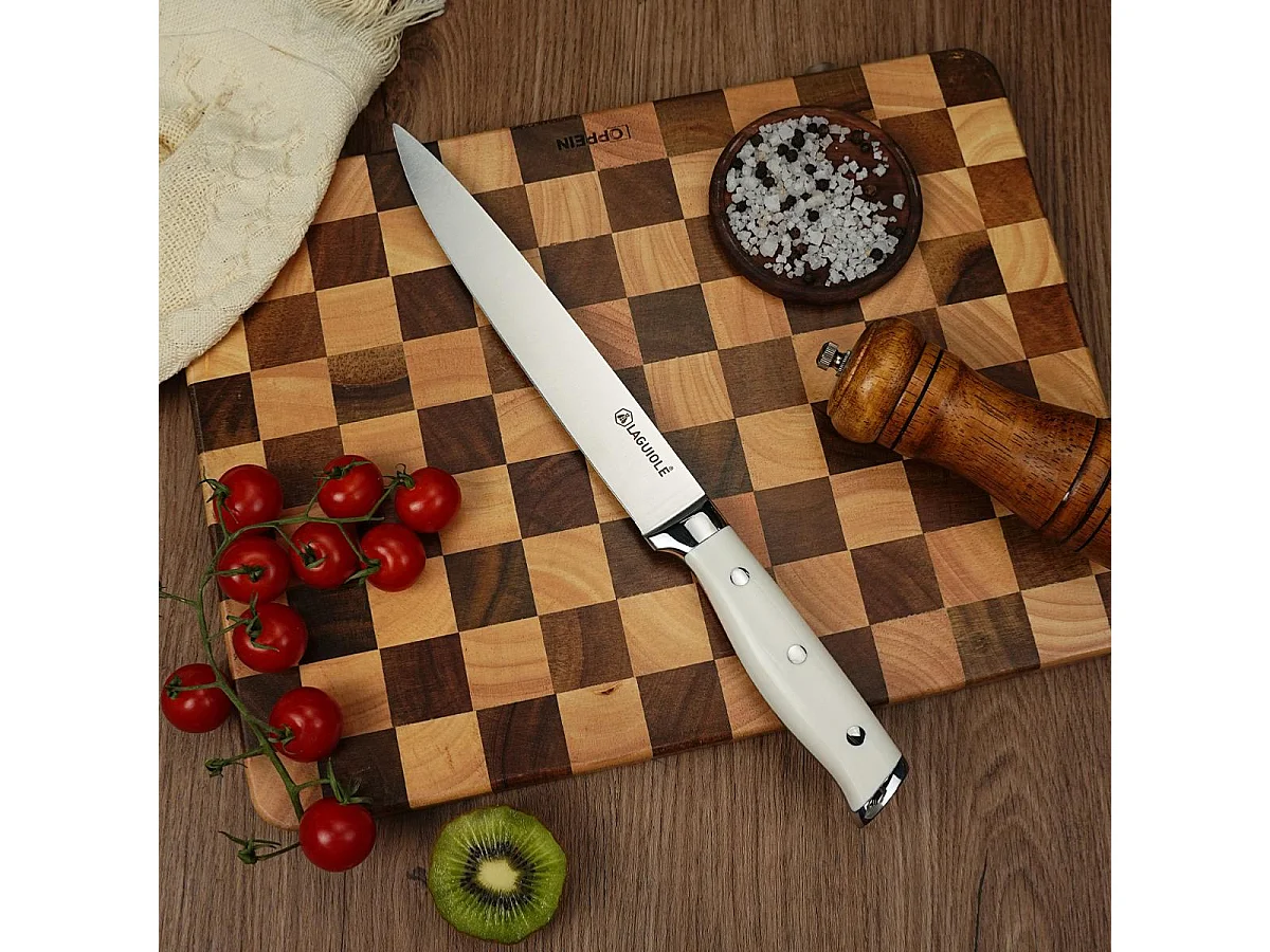 Couteau à trancher blanc 33cm - "Elégance"