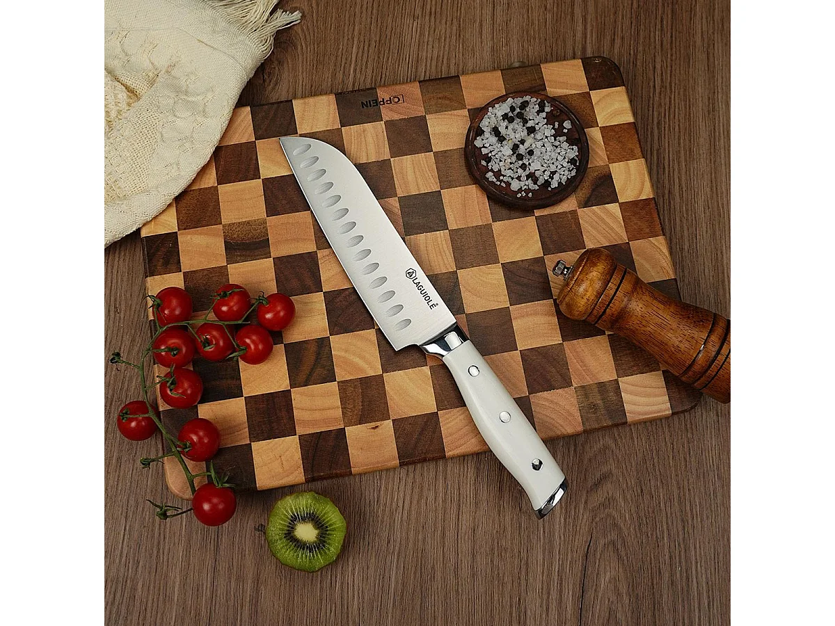 Couteau santoku blanc 32cm - "Elégance"