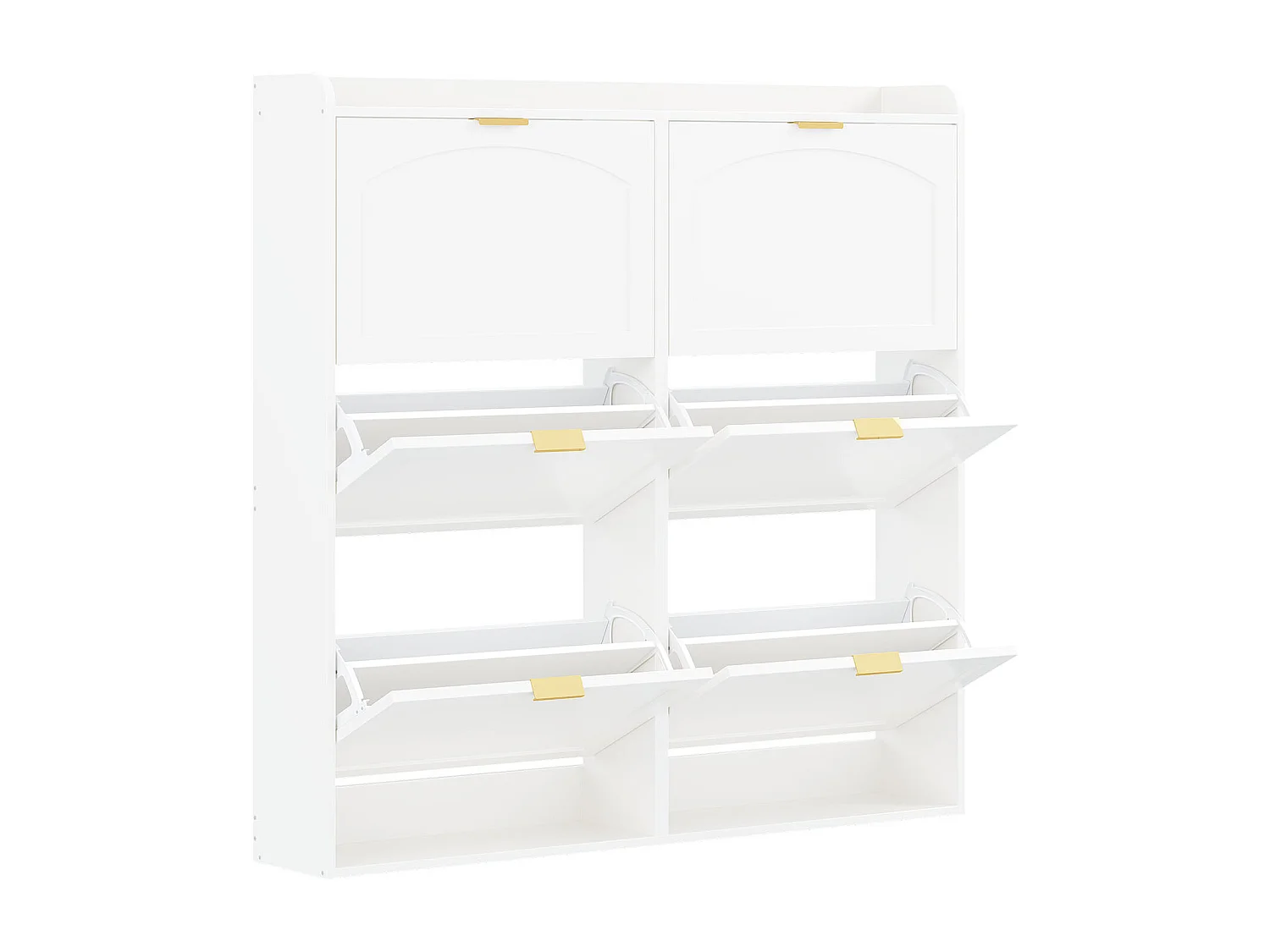 Meuble à chaussures 120x23x118cm - avec 6 portes abattants - blanc