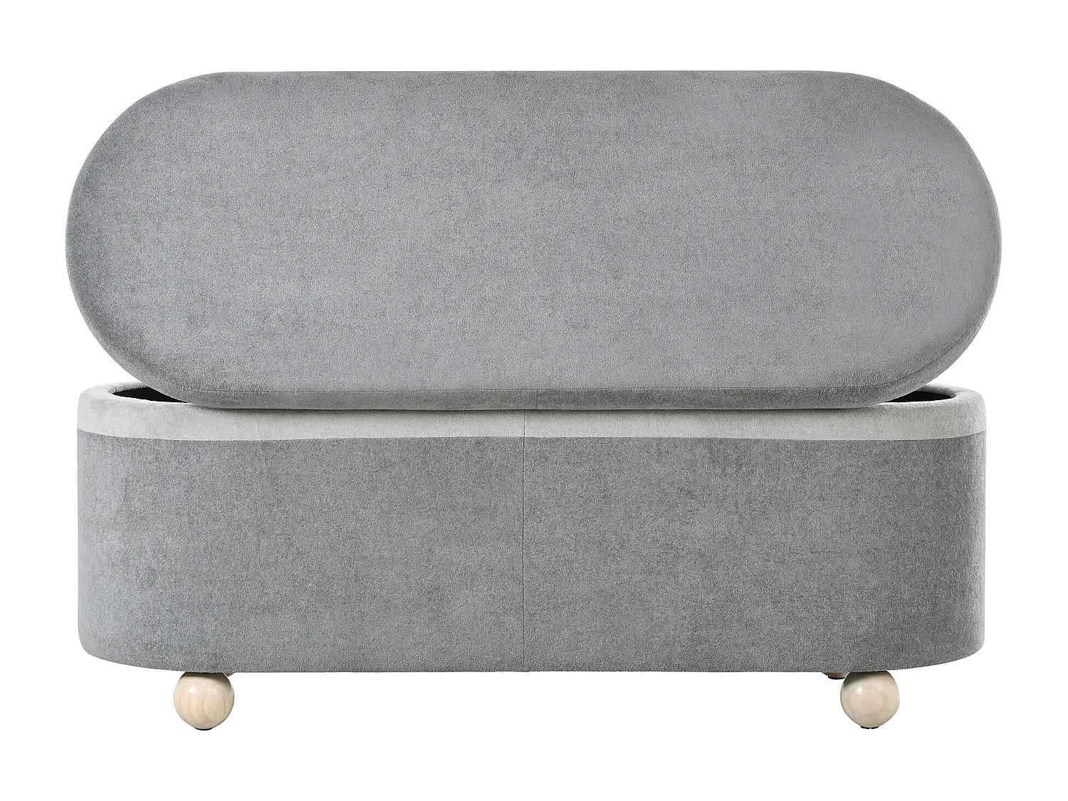 Aufbewahrungsbank 121.5x49x44.5cm - Bezug aus Wollstoff - Hockerbeine aus Holz - Grau