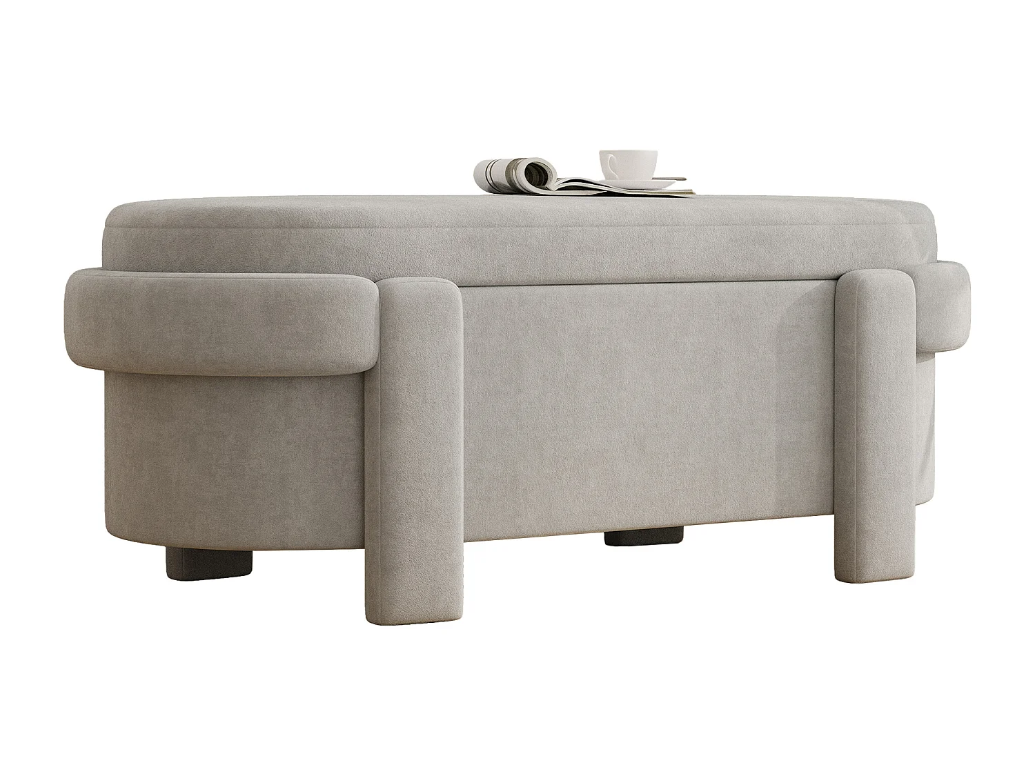 Aufbewahrungsbank 121.5x49x44.5cm - Bezug aus Wollstoff - einzigartiges Design - Grau