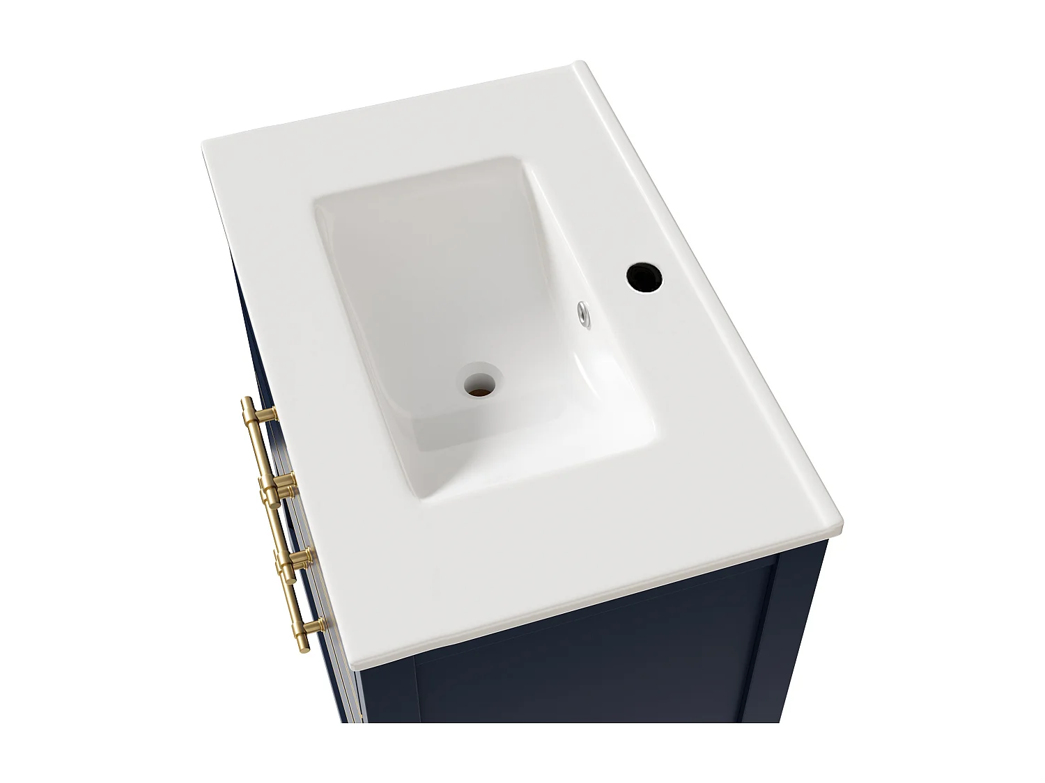 Meuble de salle de bain - avec une vasque en céramique - avec 2 tiroirs et 1 compartiment ouvert - bleu (robinet non inclus)