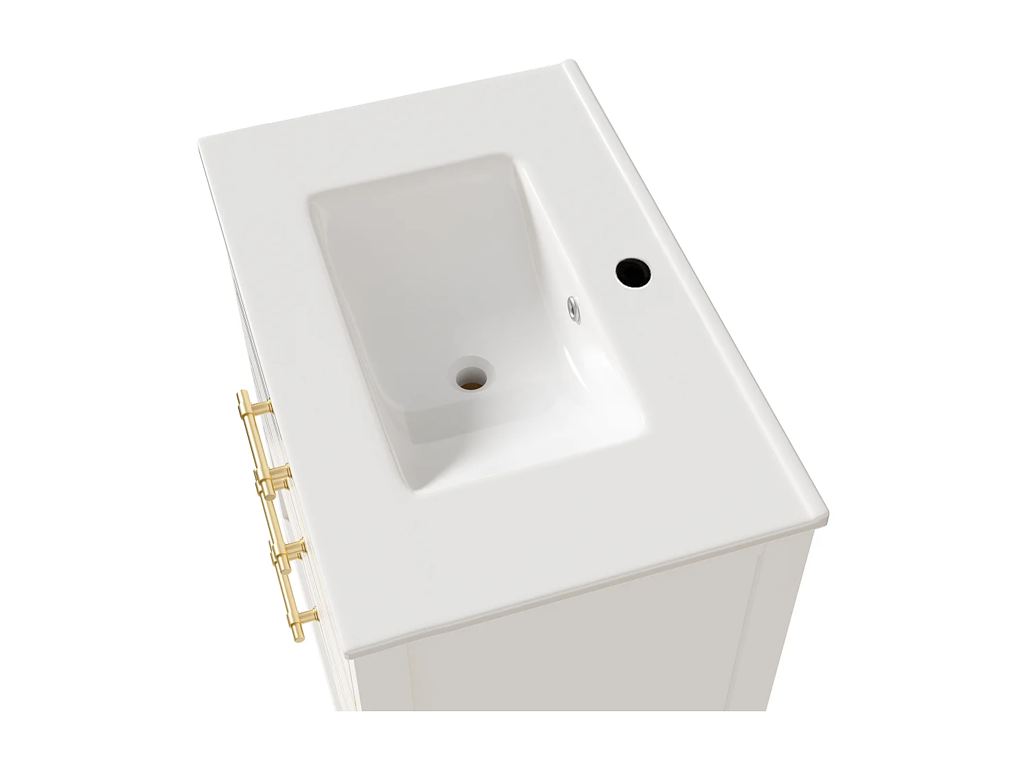 Meuble de salle de bain - avec une vasque en céramique - avec 2 tiroirs et 1 compartiment ouvert - blanc (robinet non inclus)