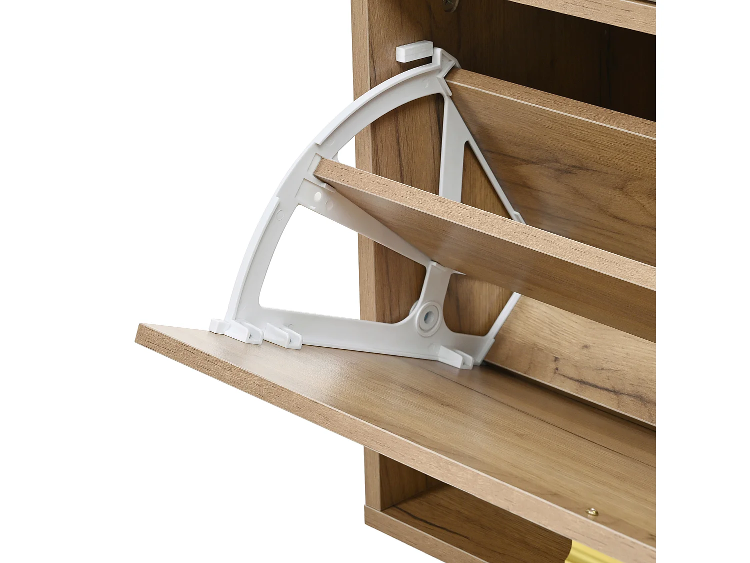 Ensemble vestiaire d'entrée 160x38x180cm - avec 3 portes et compartiments de rangement - avec miroir et meuble à chaussures - avec crochet - Naturel