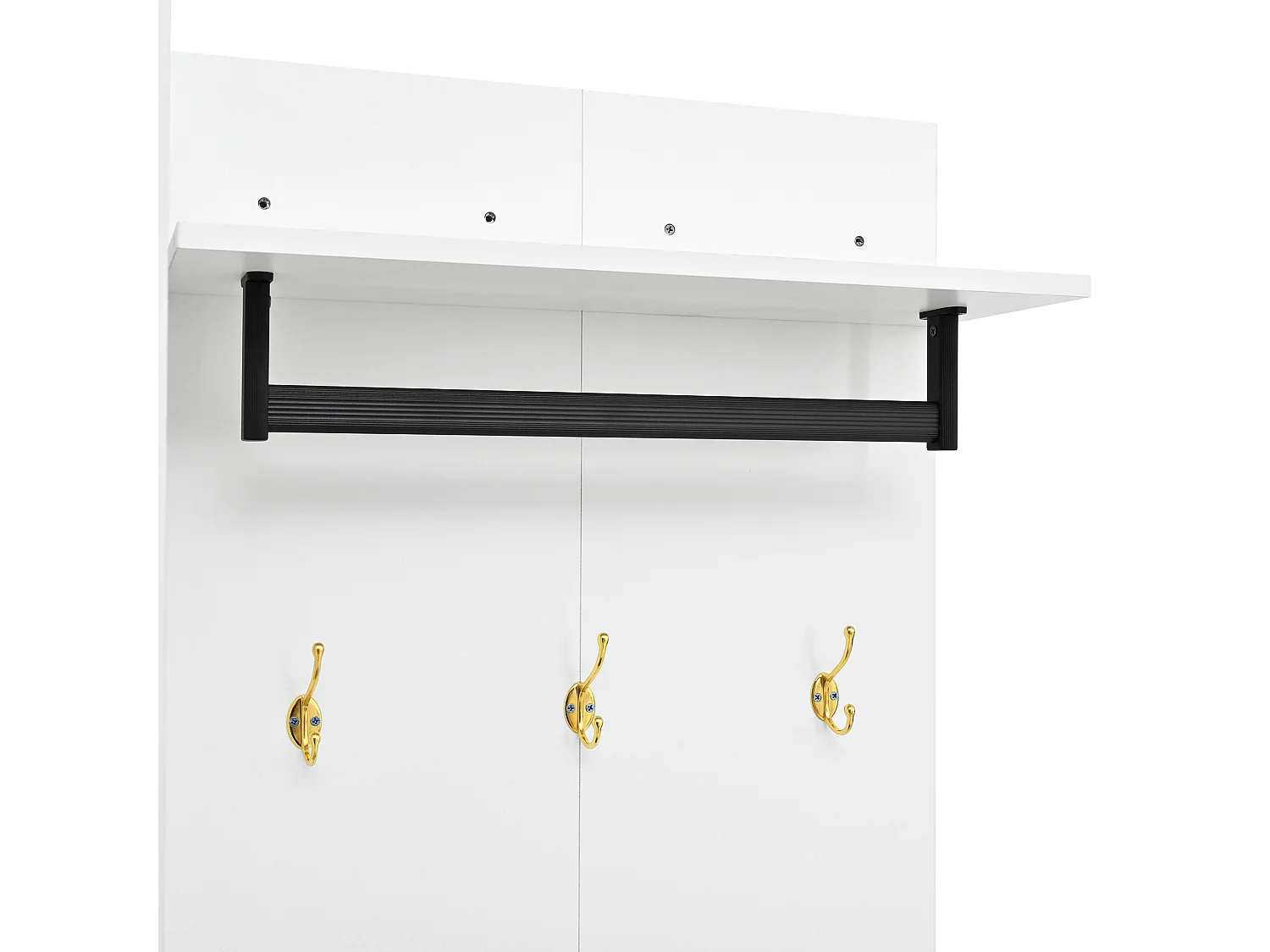 Ensemble vestiaire d'entrée 150x36x180cm - avec 4 portes et 1 tiroir - avec miroir et meuble à chaussures - avec crochet - Blanc