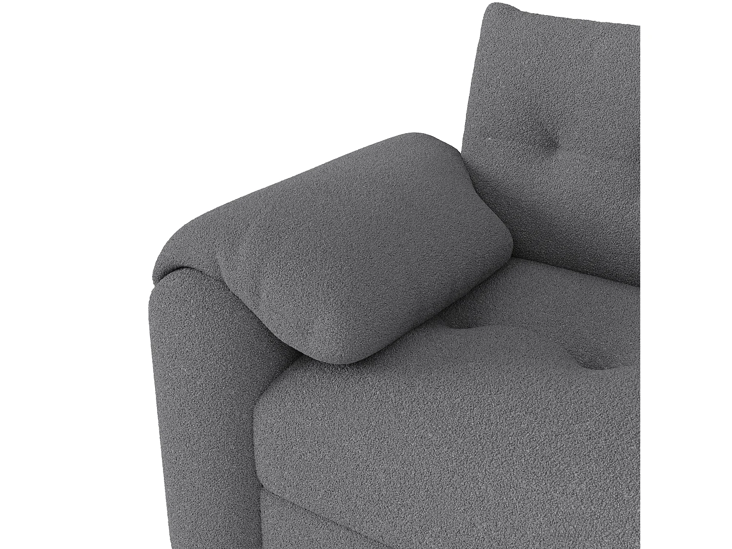 Sofá 3 lugares - con espaço de armazenamento - con apoio de cabeça e mesinha lateral integrada - cinza