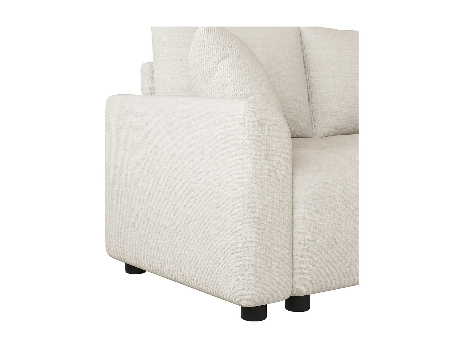 Canapé d'angle 3 places en L - Tissu chenille - avec 2 coussins - Beige