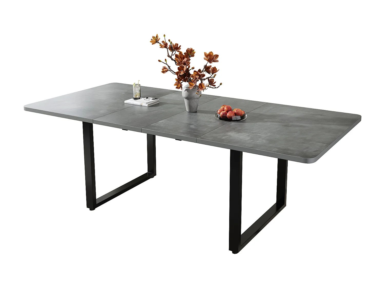 Table à manger extensible 140/180x220x90 cm - idéale pour 6 à 10 personnes - pieds en métal - Style moderne - Gris