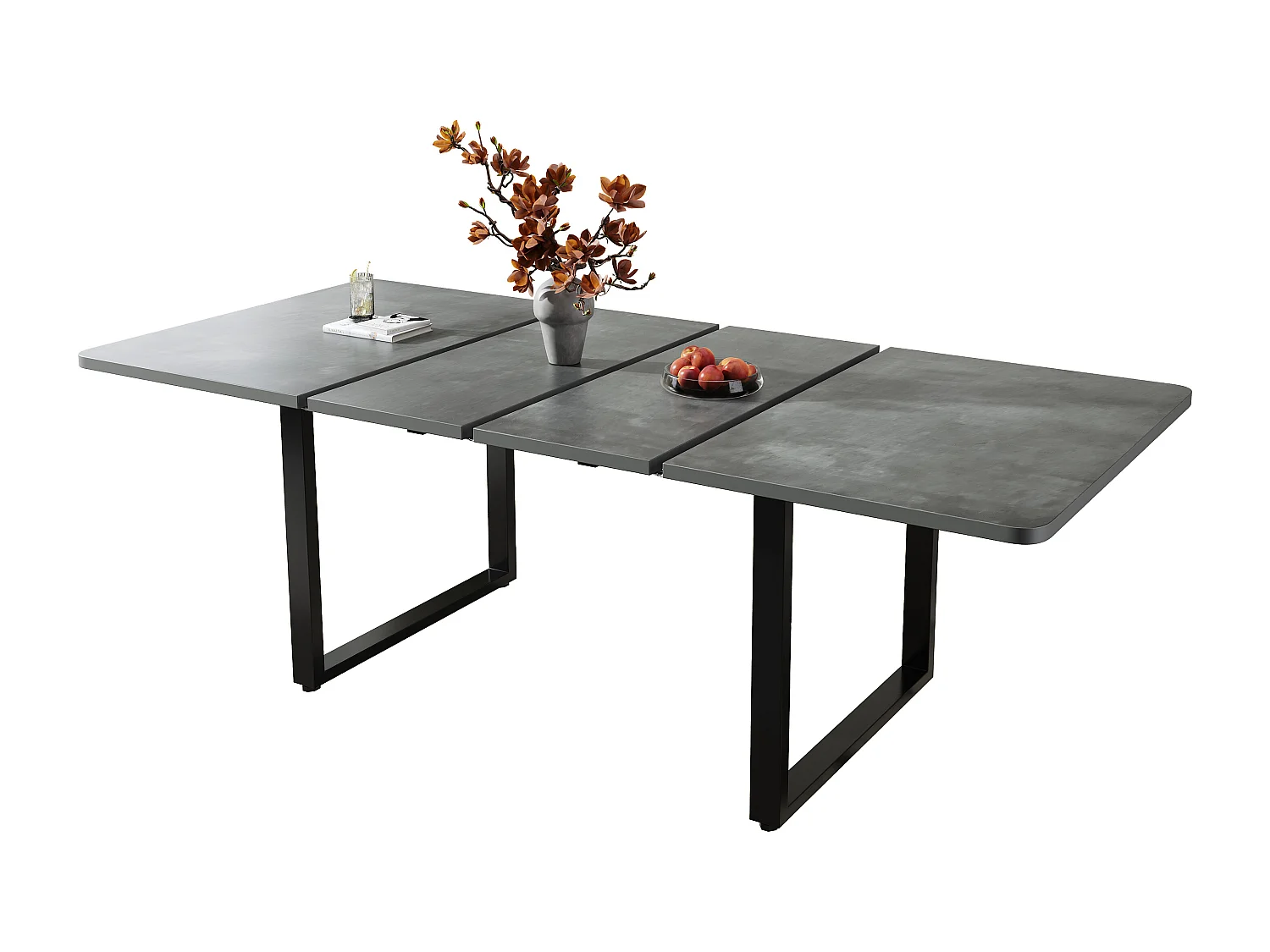 Table à manger extensible 140/180x220x80 cm - idéale pour 6 à 10 personnes - pieds en métal - Style moderne - Gris