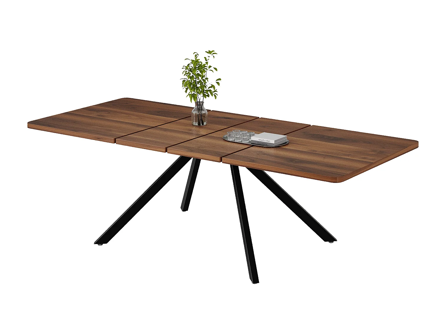 Table à manger extensible 160/200x240x90 cm - idéale pour 6 à 10 personnes - pieds en métal - marron