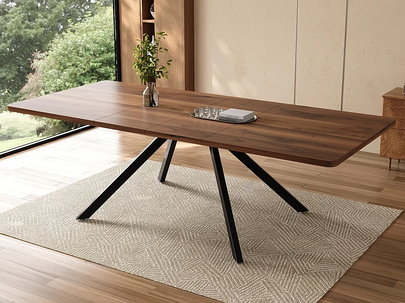 Table à manger extensible 160/200x240x90 cm - idéale pour 6 à 10 personnes - pieds en métal - marron