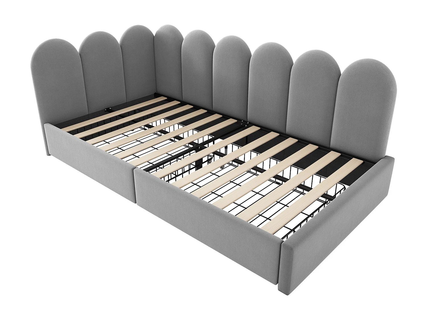 Schlafsofa 90x190 cm - mit 2 Schubladen - Samtstoff - mit Lattenrost - Grau​ (ohne Matratze)