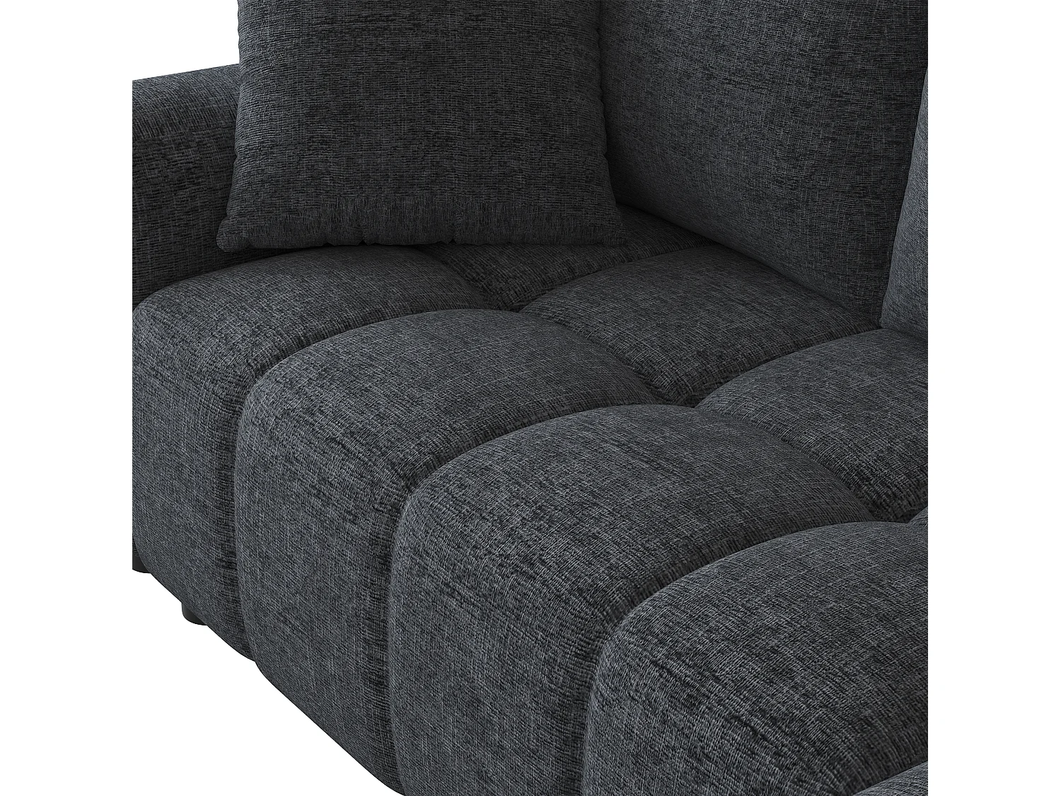 Canapé d'angle 3 places en L - Tissu chenille - avec 2 coussins - Gris