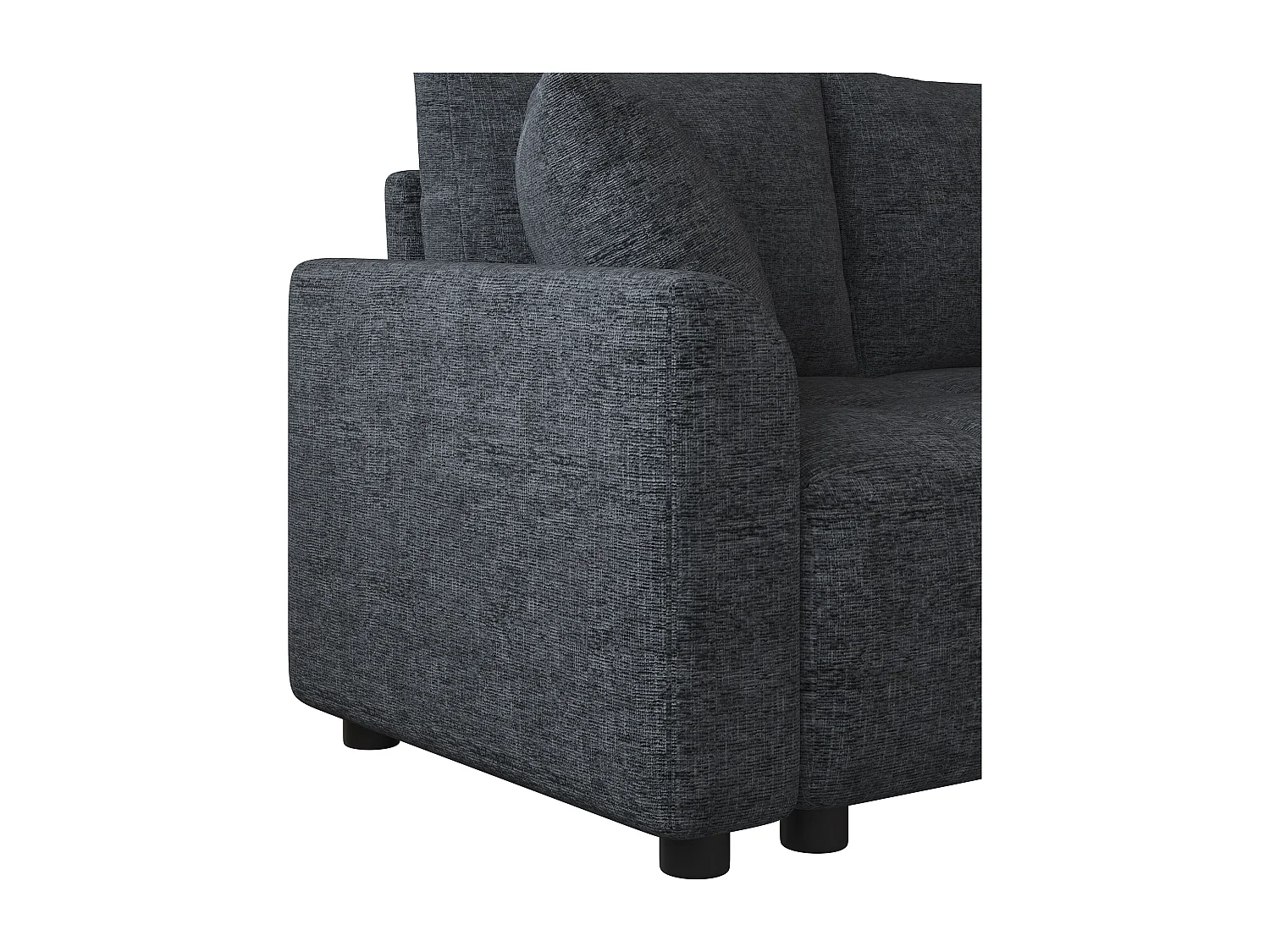 Canapé d'angle 3 places en L - Tissu chenille - avec 2 coussins - Gris