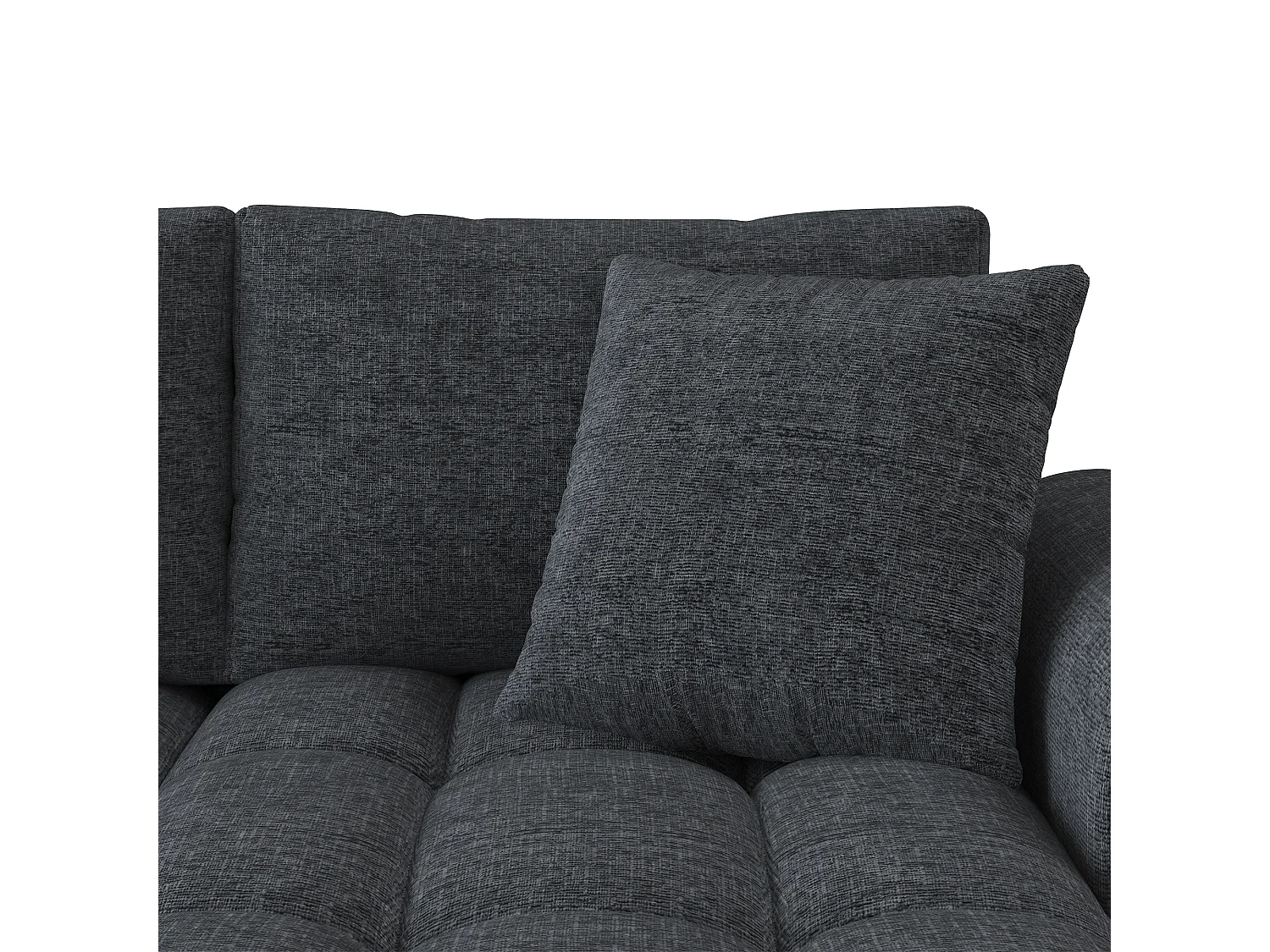 Canapé d'angle 3 places en L - Tissu chenille - avec 2 coussins - Gris