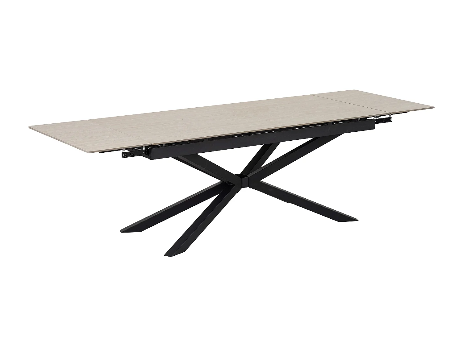 Table a manger extensible céramique effet travertin beige métal noir 180 260 cm NANA
