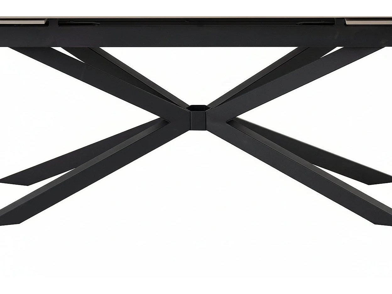 Table a manger extensible céramique effet travertin beige métal noir 180 260 cm NANA