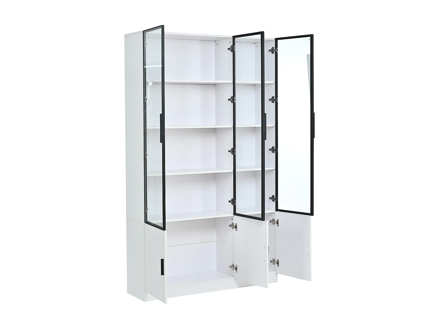 Vitrine moderne 120x32x200 cm - Éclairage LED - 6 portes - MDF - Blanc