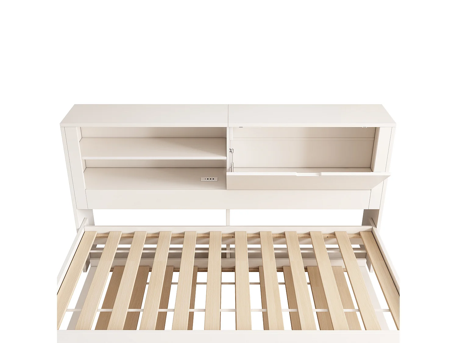 Canapé-lit 90x190cm - avec lit gigogne - avec USB/Type-C - avec 1 porte et compartiment de rangement - blanc (matelas non inclus)