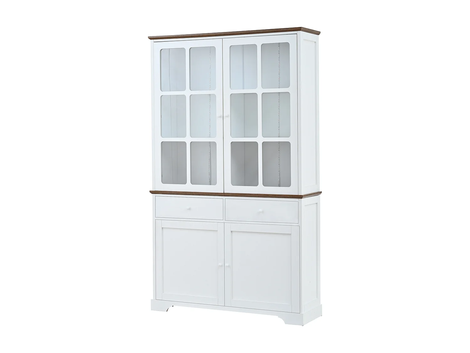 Vitrine 120x36,5x200 cm - avec éclairage LED - 2 tiroirs et 4 portes - MDF - Blanc