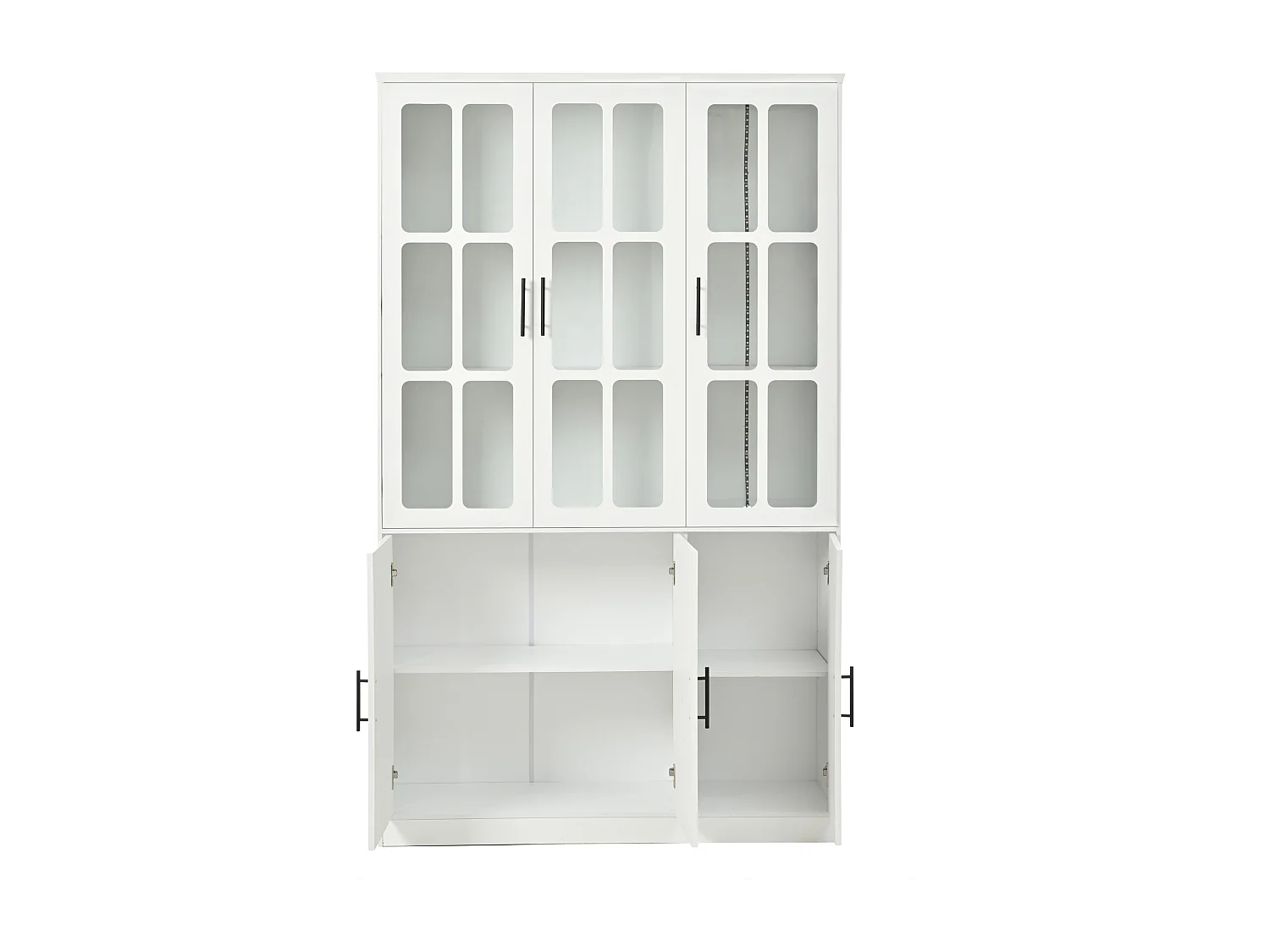 Vitrine 121,5x41x200 cm - mit LED-Beleuchtung - 6 Türen - höhenverstellbare Regale - MDF - weiß