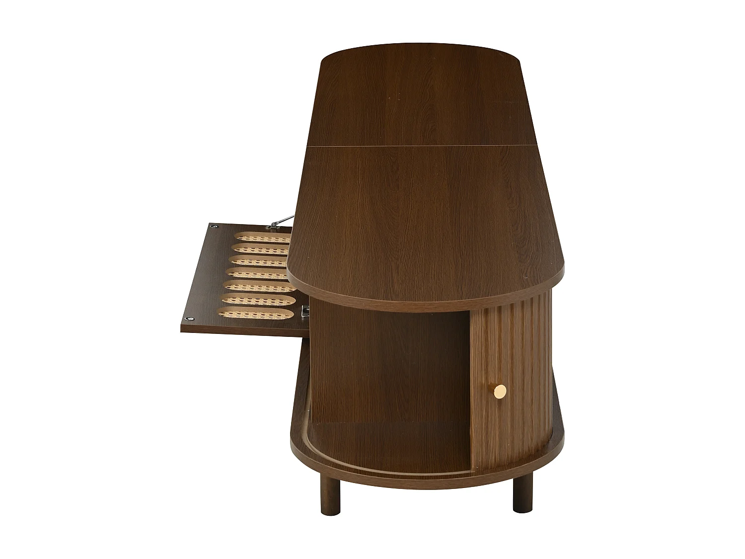 Meble TV 180x40x40 cm - Design z rattanu - 2 drzwi rolowane i 1 drzwi uchylne - MDF - Brązowy