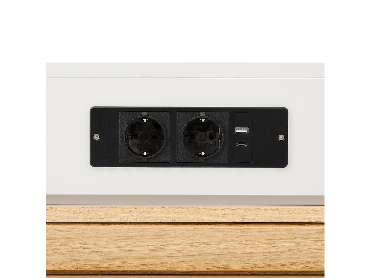 Ilot central de cuisine - table à manger extensible - avec prise de courant - avec roulettes et espace de rangement - avec crochet - Naturel