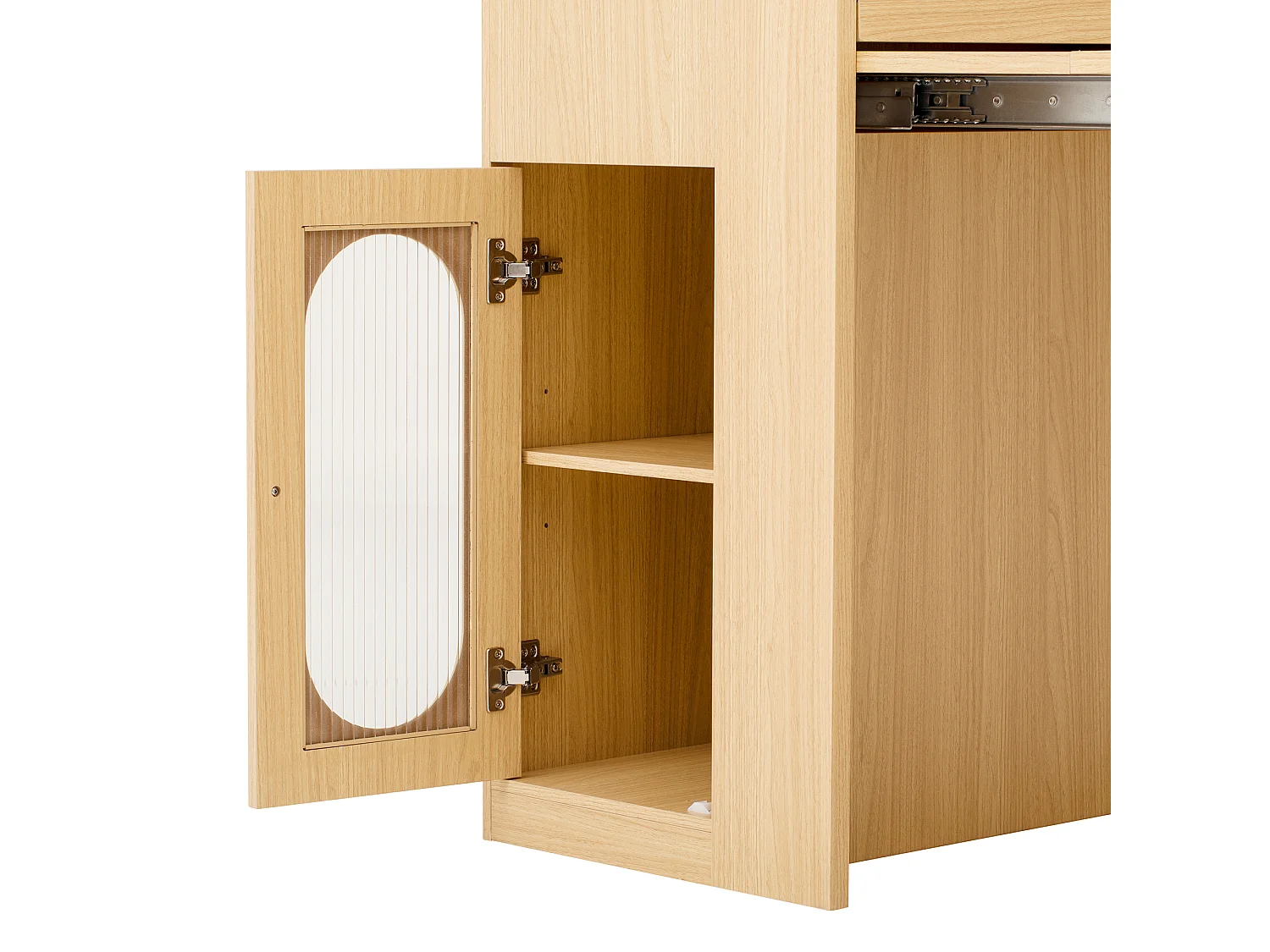 Ilot central de cuisine - table à manger extensible - avec prise de courant - avec roulettes et espace de rangement - avec crochet - Naturel