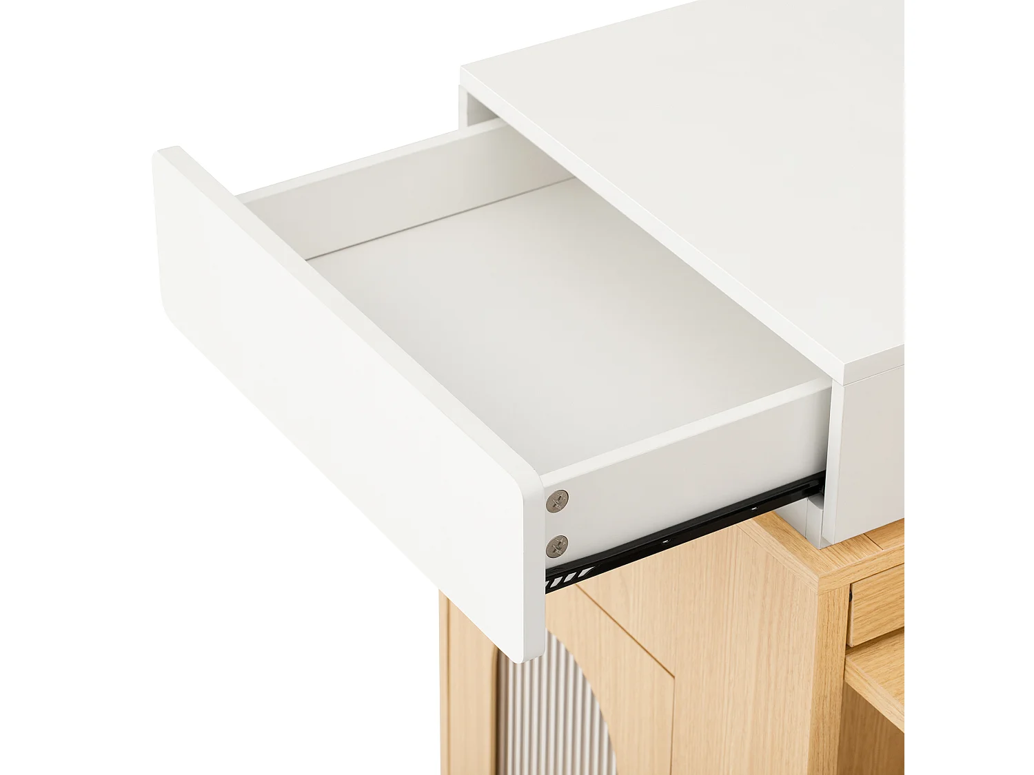 Ilot central de cuisine - table à manger extensible - avec prise de courant - avec roulettes et espace de rangement - avec crochet - Naturel