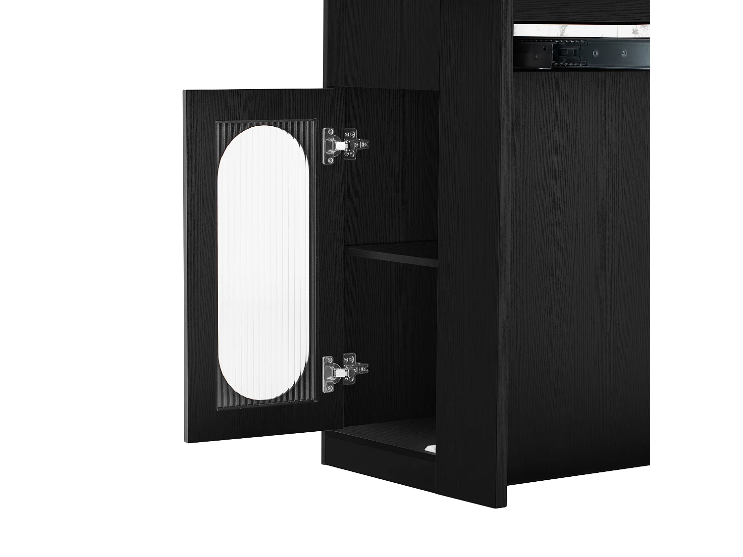 Ilot central de cuisine - table à manger extensible - avec prise de courant - avec roulettes et espace de rangement - avec crochet - Noir + Blanc