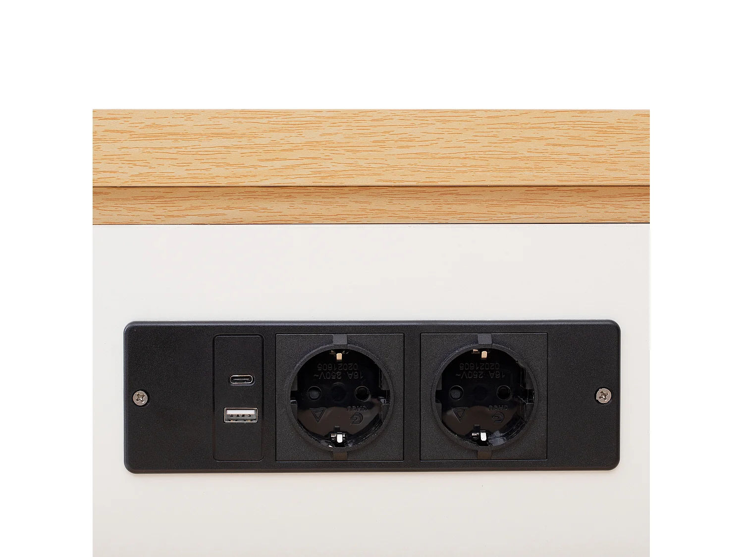 Ilot central de cuisine - table à manger extensible - avec éclairage LED - avec prise de courant - avec roulettes et espace de rangement - Naturel + Blanc