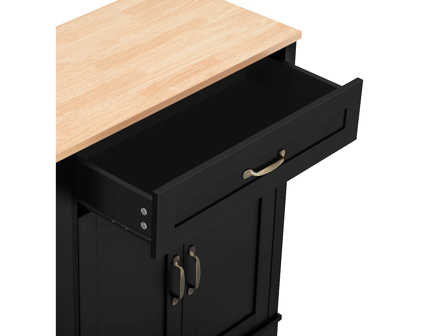 Buffet moderne 115x40x87cm - avec 3 portes et 1 tiroir - avec étagère à épices - noir + naturel