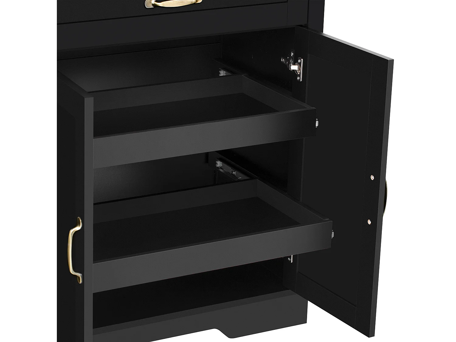 Buffet moderne 115x40x87cm - avec 3 portes et 1 tiroir - avec étagère à épices - noir + naturel