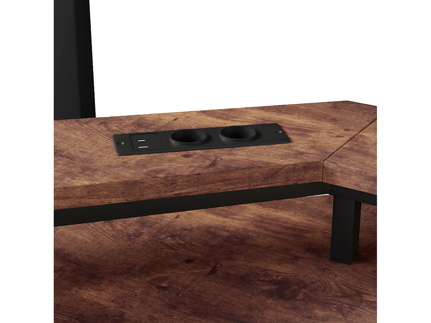 Łóżko na antresoli 90x200 cm - Oświetlenie LED - Wbudowane biurko - 1 port USB + 1 port Type-C + 2 gniazdka elektryczne - Czarny​ (materac nie jest wliczony w cenę)