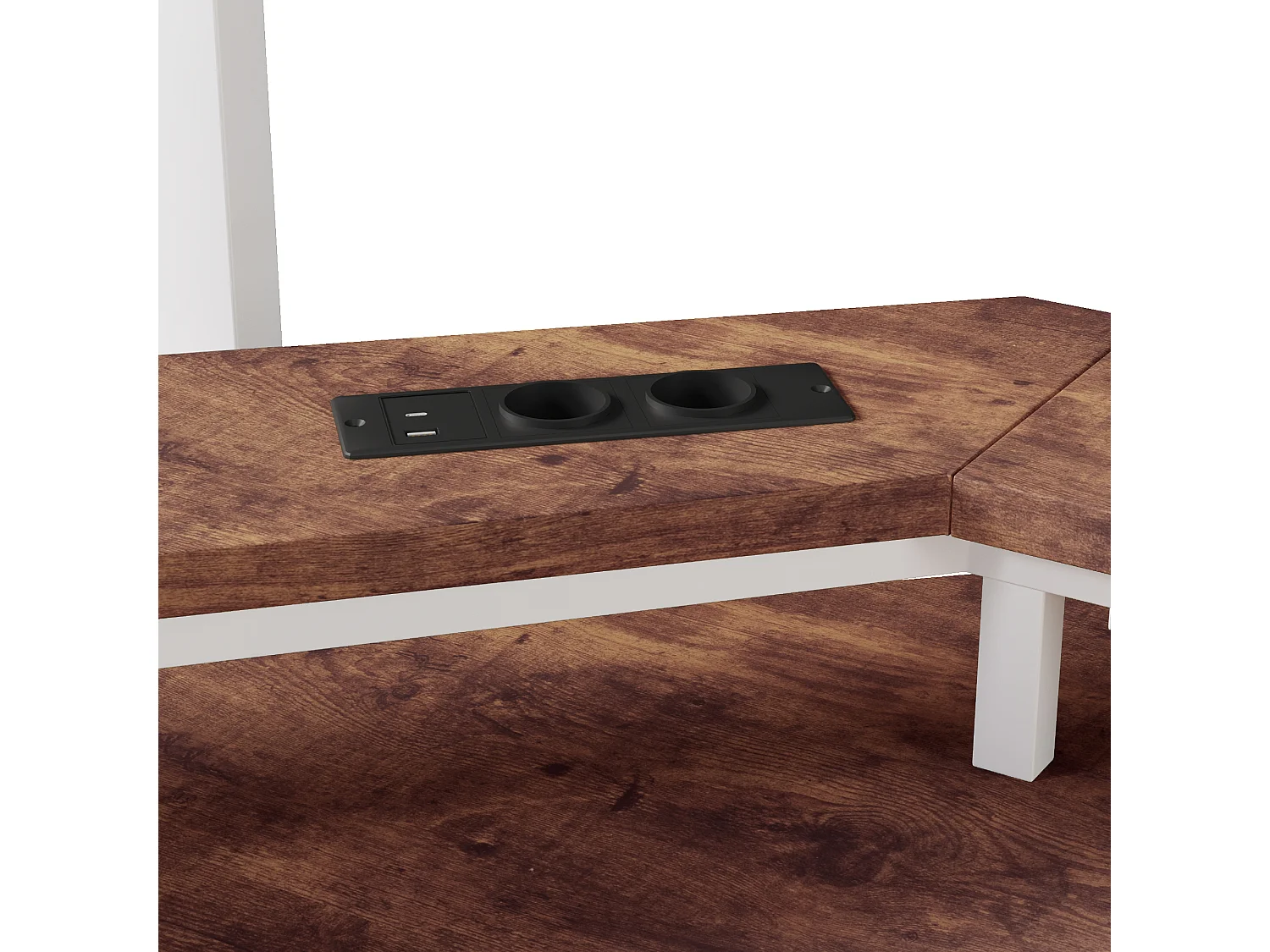 Łóżko na antresoli 90x200 cm - Oświetlenie LED - Wbudowane biurko - 1 port USB + 1 port Type-C + 2 gniazdka elektryczne - Biały​ (materac nie jest wliczony w cenę)