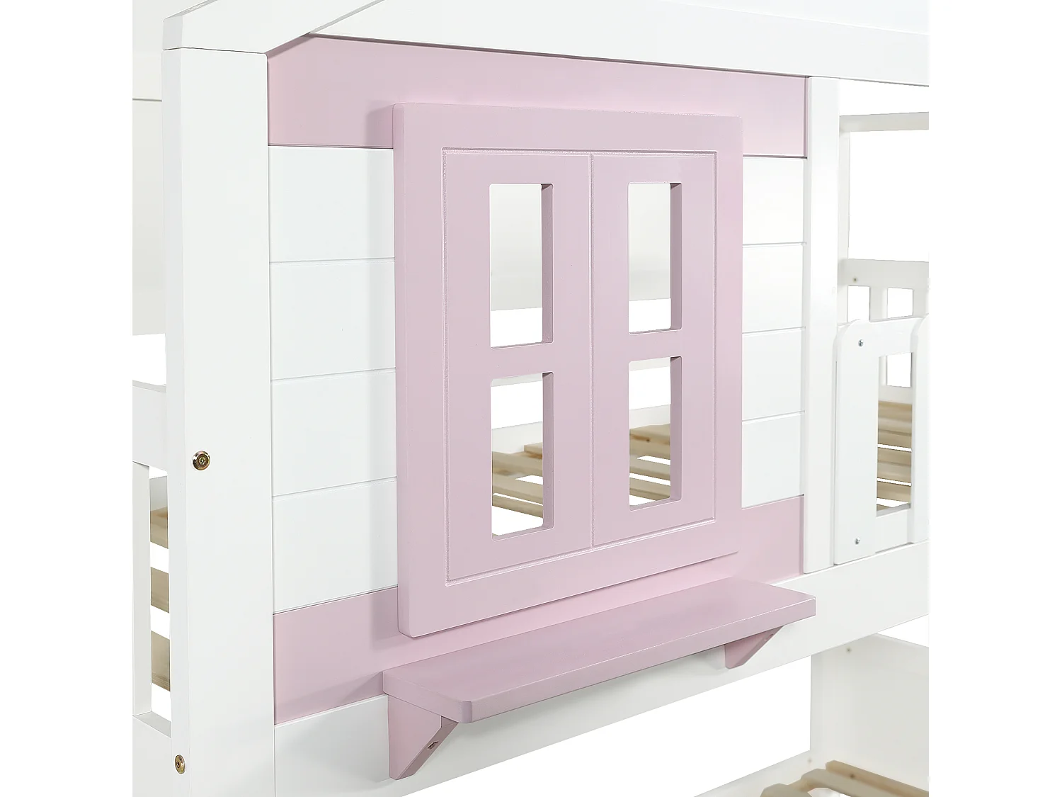 Łóżko piętrowe dziecięce 90x200 cm - Z wysuwanym łóżkiem - z drabiną z pojemnikami i szafą - lite drewno + MDF - biały​ (bez materaca)