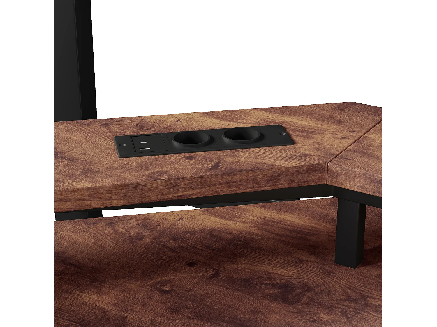 Hochbett 140x200 cm - LED-Beleuchtung - Integrierter Schreibtisch - 1 USB-Anschluss + 1 Type-C-Anschluss + 2 Steckdosen - Schwarz​ (Matratze nicht inbegriffen)