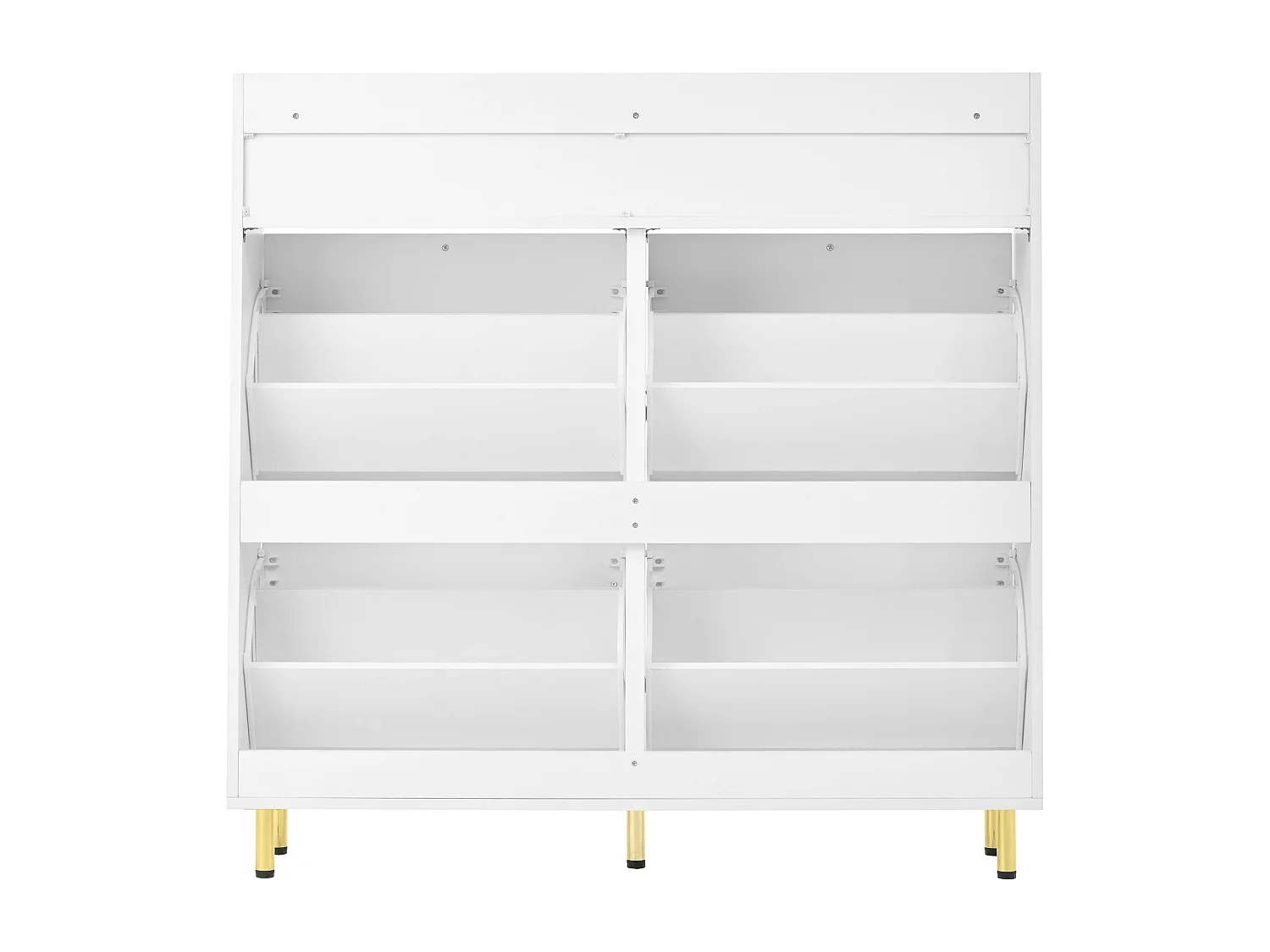 Meuble à chaussures à 4 portes battantes + 2 tiroirs - 106.5 x 25 x 105.5 cm - avec poignées en métal - MDF + aggloméré - blanc