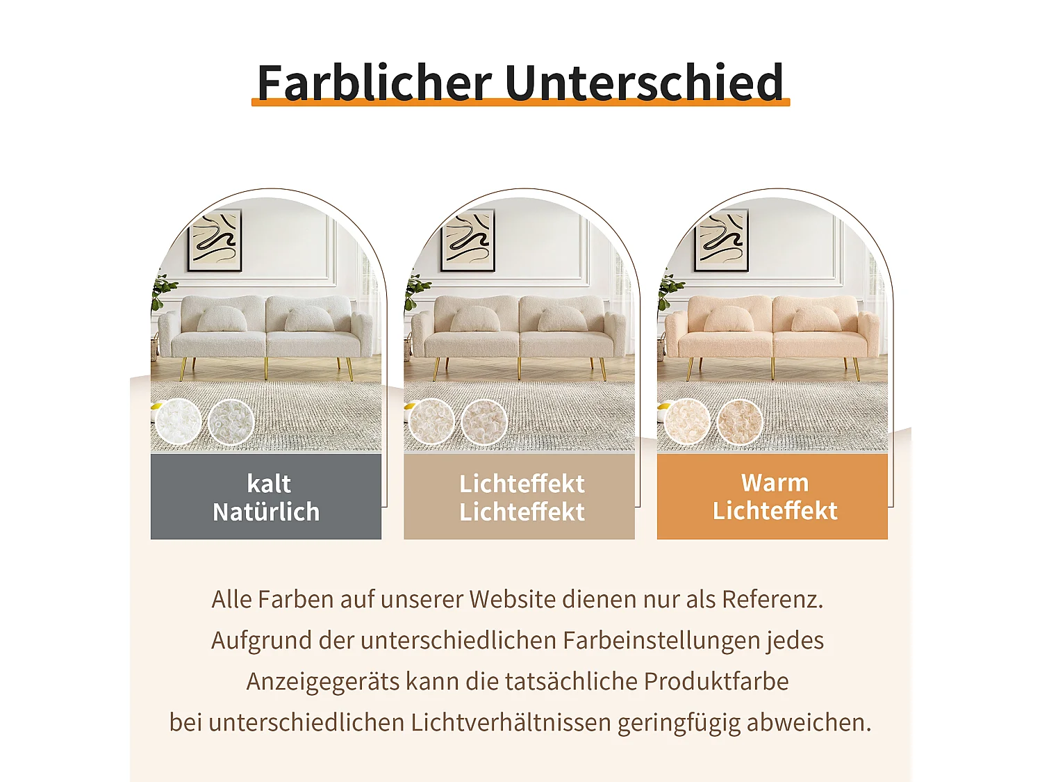 Canapé convertible 2 places - 175 x 79 x 82 cm - avec dossier réglable - pieds en métal doré - velours - beige