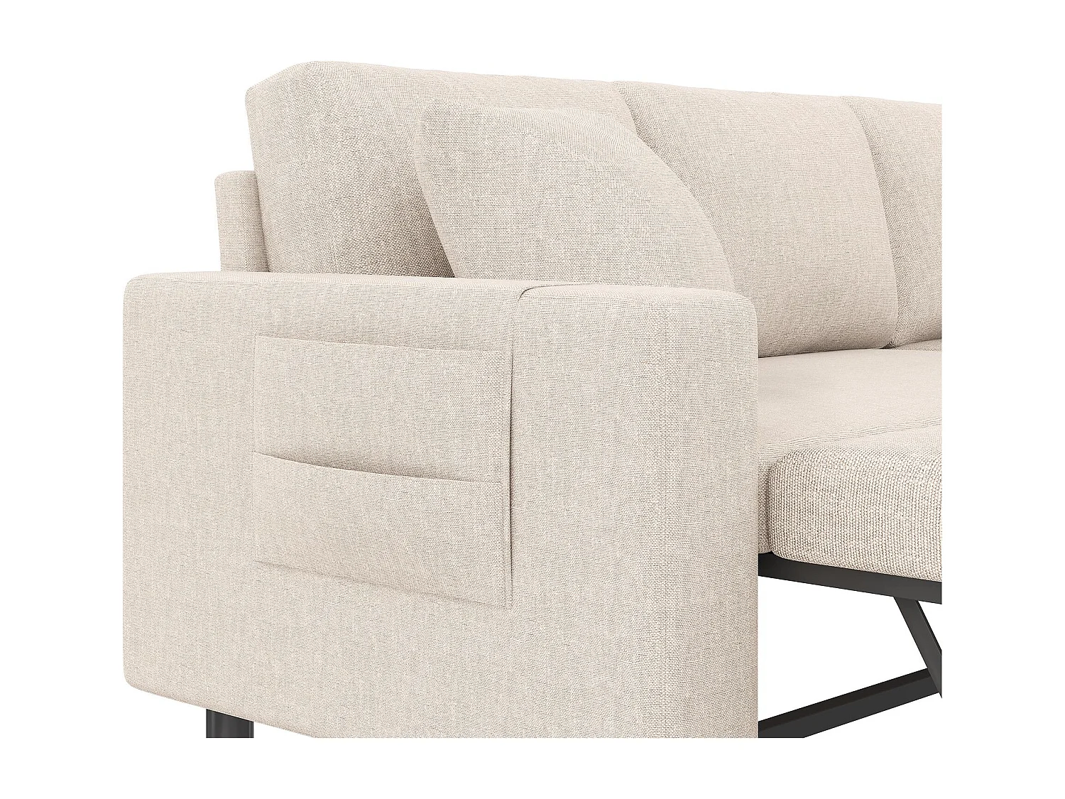 Fusio Lente-Zomer - Hoekbank 3 Zits, Omslaapbaar, Modulair, Linnen Stof met Armleuningen Drankhouders - Ideaal voor Woonkamer en Verblijf