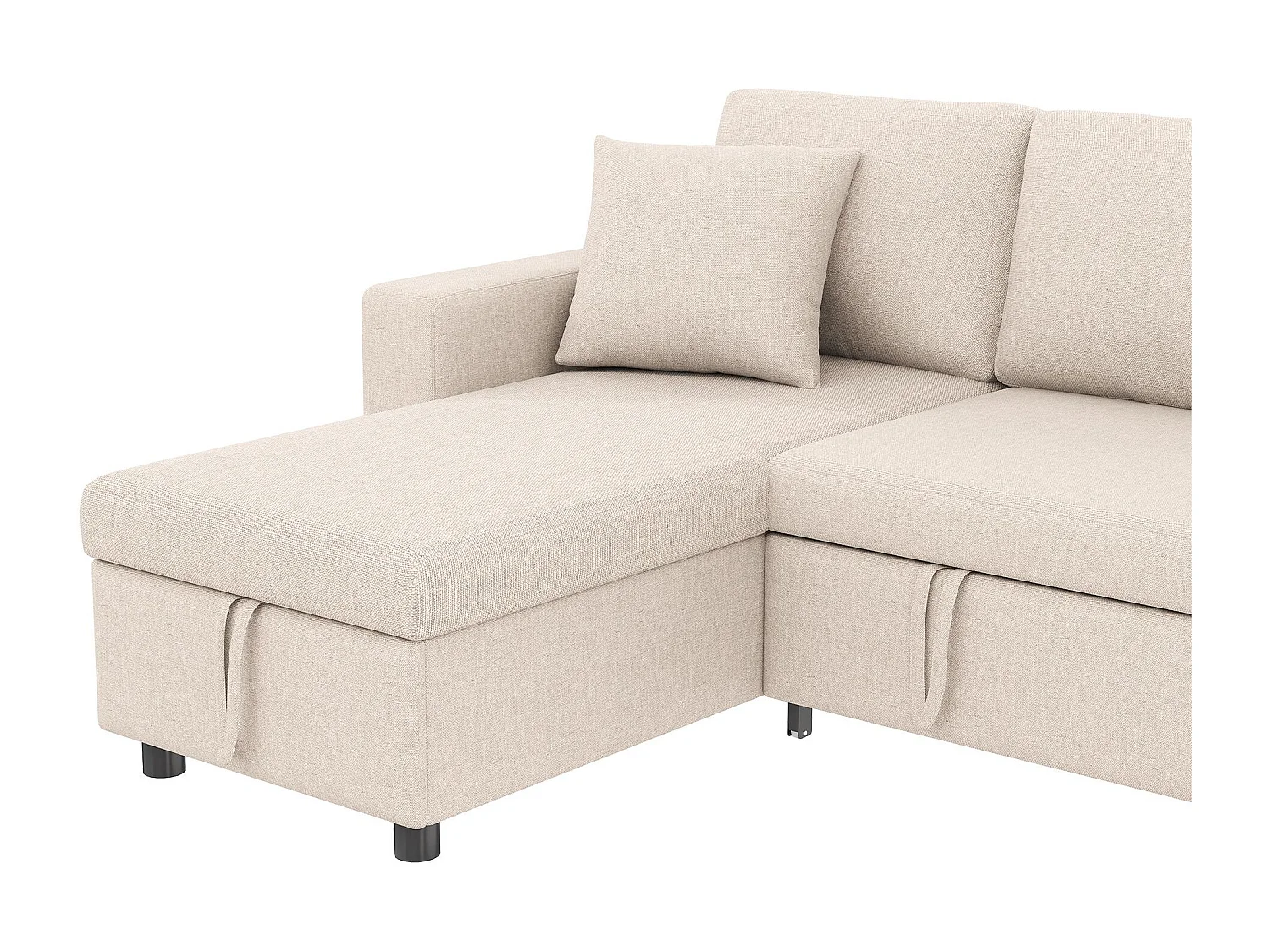 Fusio Lente-Zomer - Hoekbank 3 Zits, Omslaapbaar, Modulair, Linnen Stof met Armleuningen Drankhouders - Ideaal voor Woonkamer en Verblijf